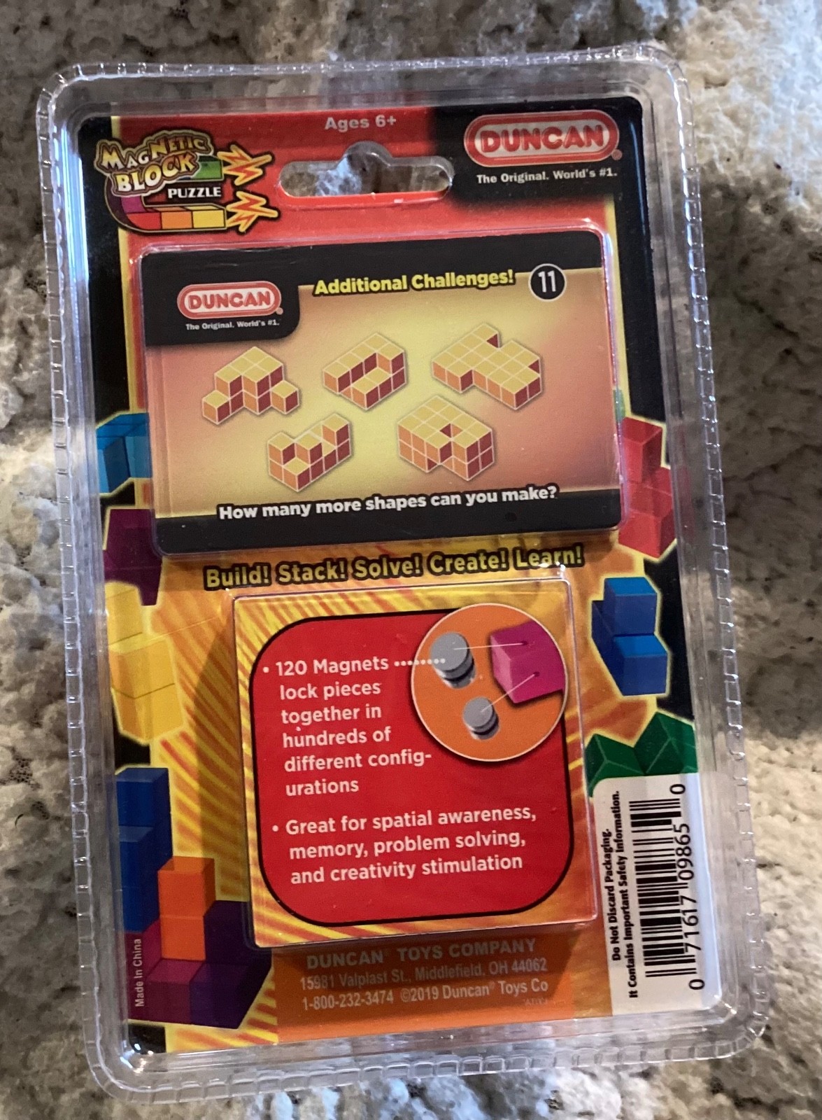 Duncan Magnetic Block Puzzle Game Build Stack Solve Brain Teaser New 120 Magnets