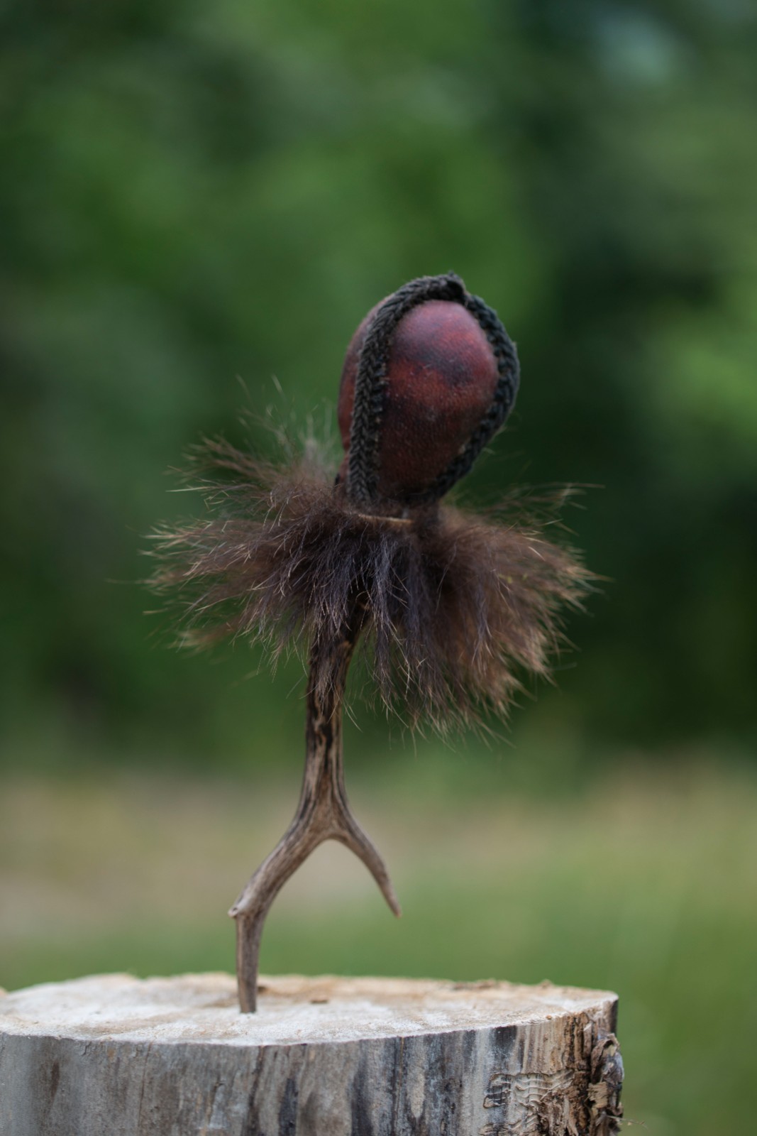 Handmade Goat Hide Shamanic Rattle – Antler Handle Ritual Rattle