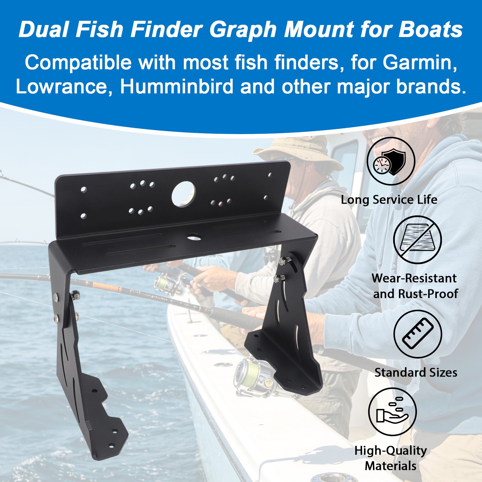Universal Dual Graph Mount Kit For Fish Finder Graph Mount Heavy-Duty Adjustable