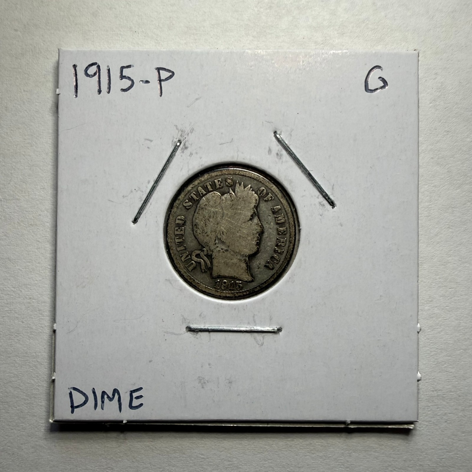 1915-P Barber Dime 10C SILVER - Good (G)