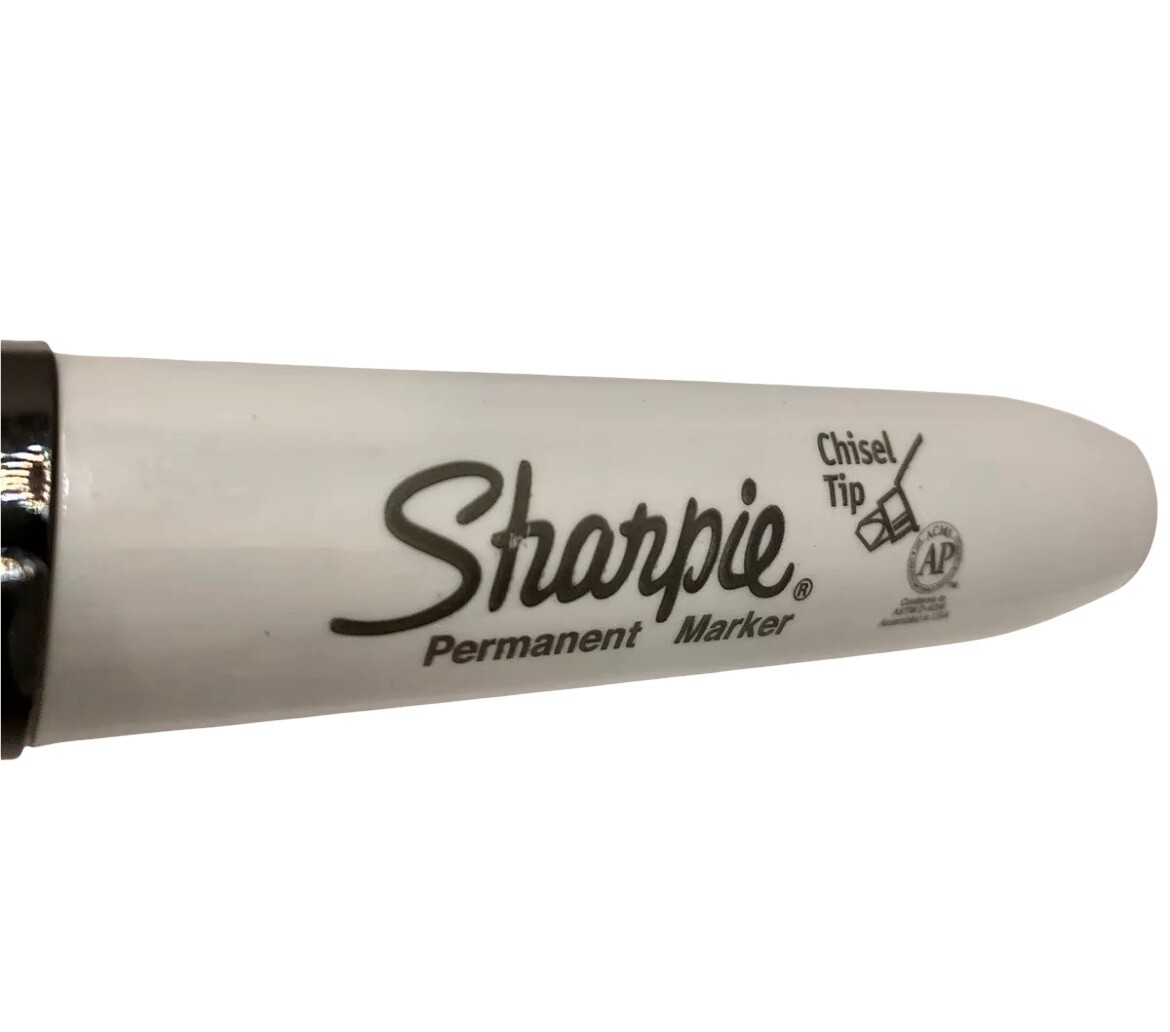 Sharpie Chisel Tip Markers Permanent BLACK Ink Large Broad Marker 4-count