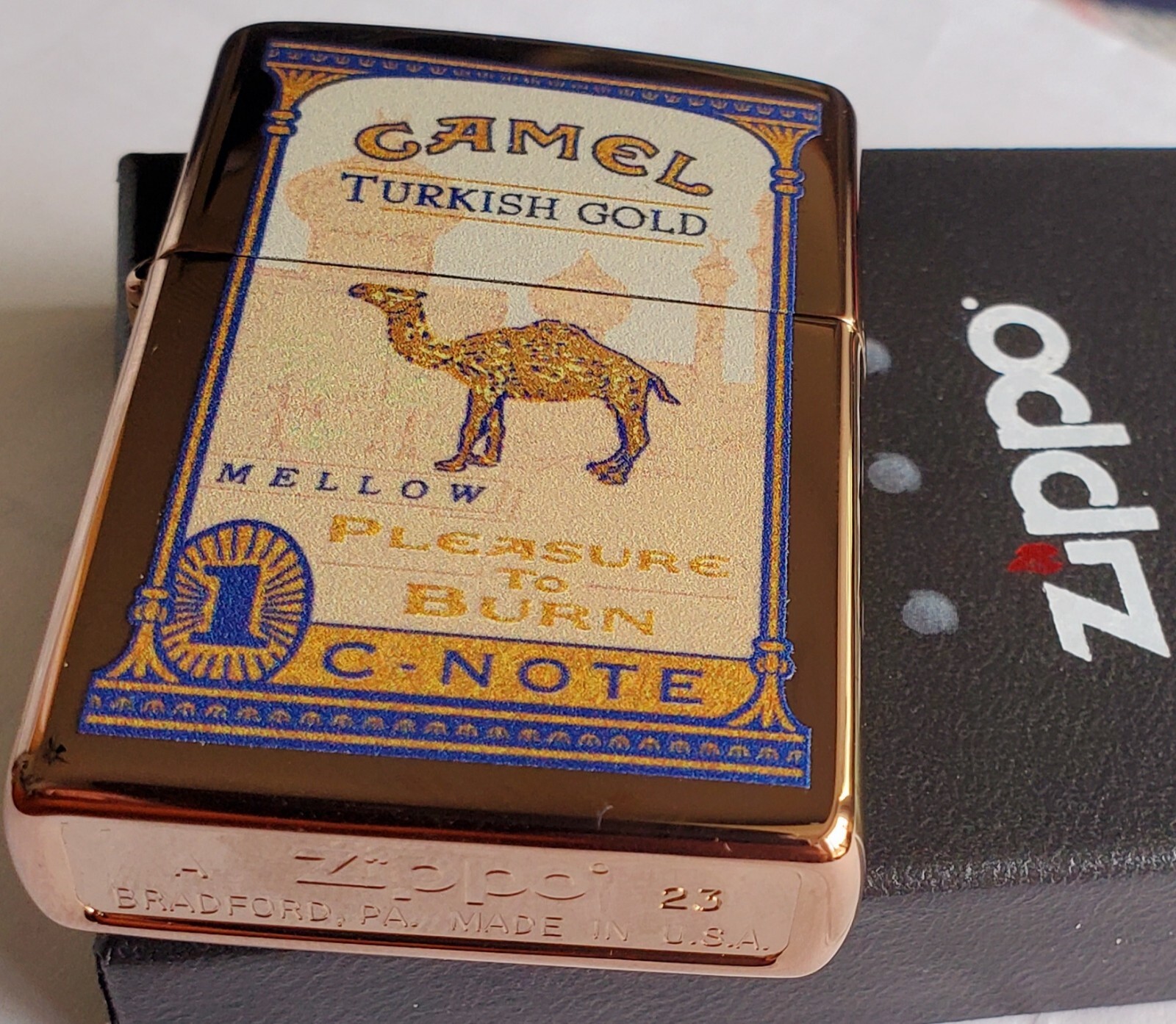 ZIPPO CAMEL C-NOTE Rose Gold Case CZ LIMITED EDITION 50 MADE Turkish Gold cnote!