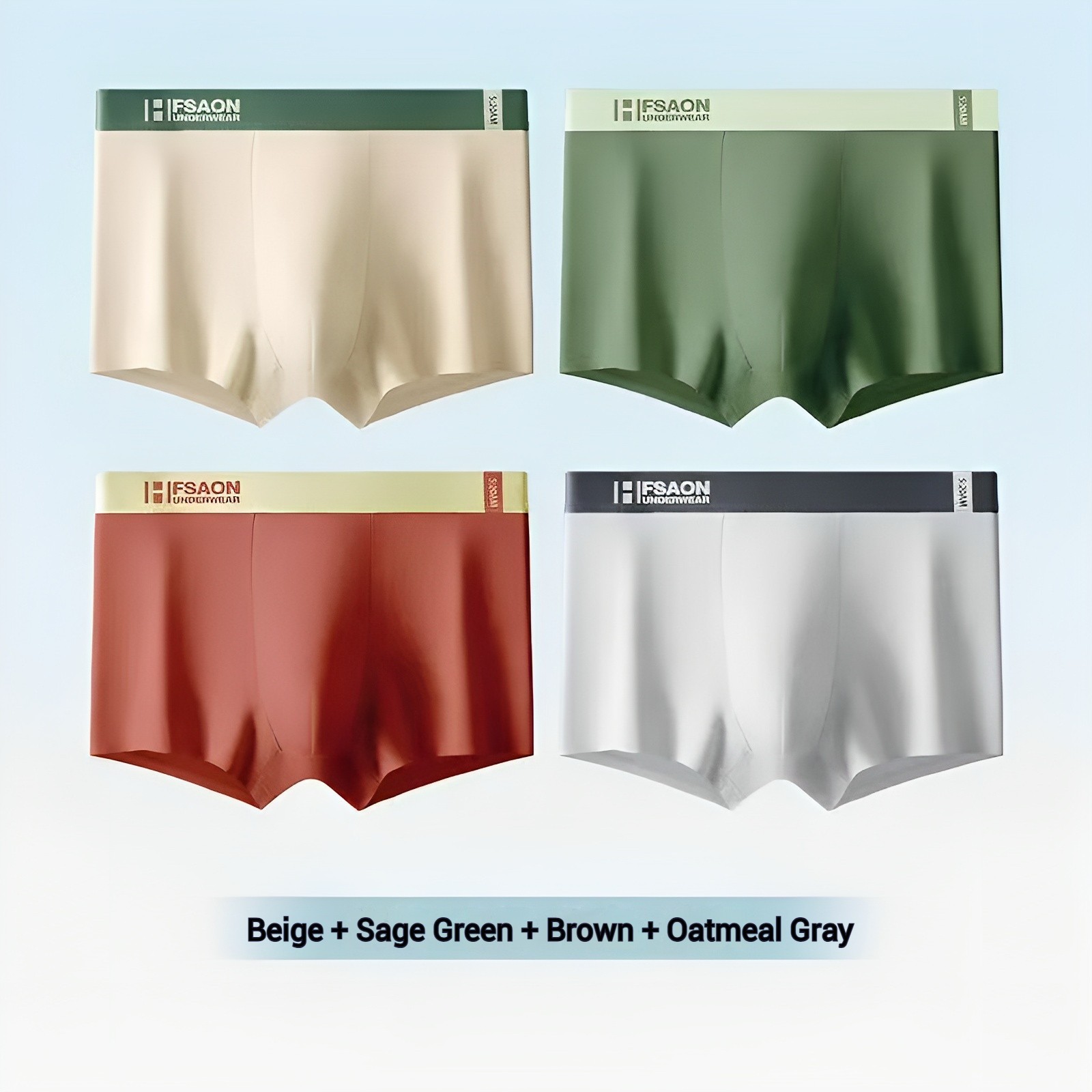 4 PCS Men's Underwear Soft Boxer Briefs Breathable Comfortable Trunks