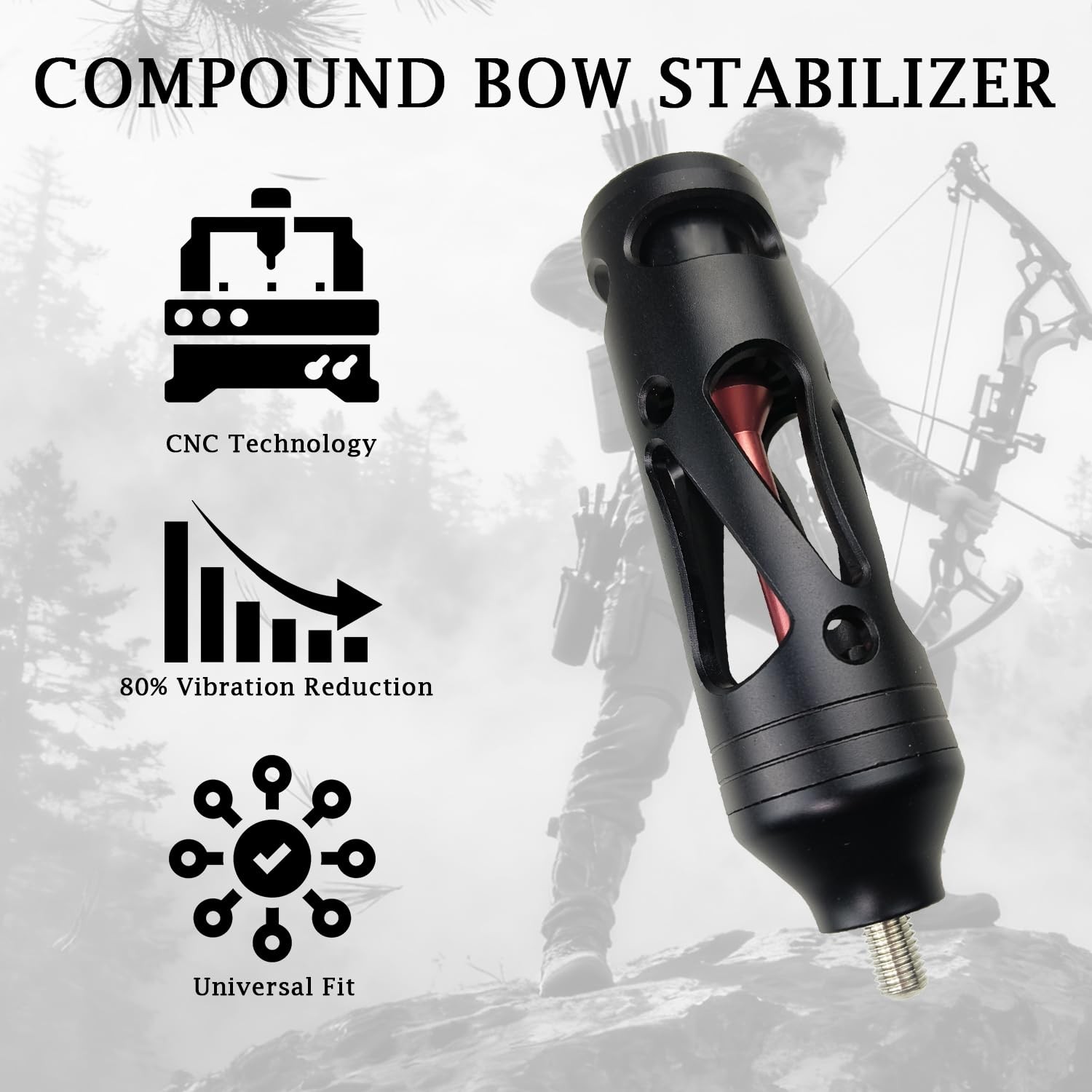 Compound Bow Stabilizer CNC Machined Vibration Dampener for Archery & Hunting...
