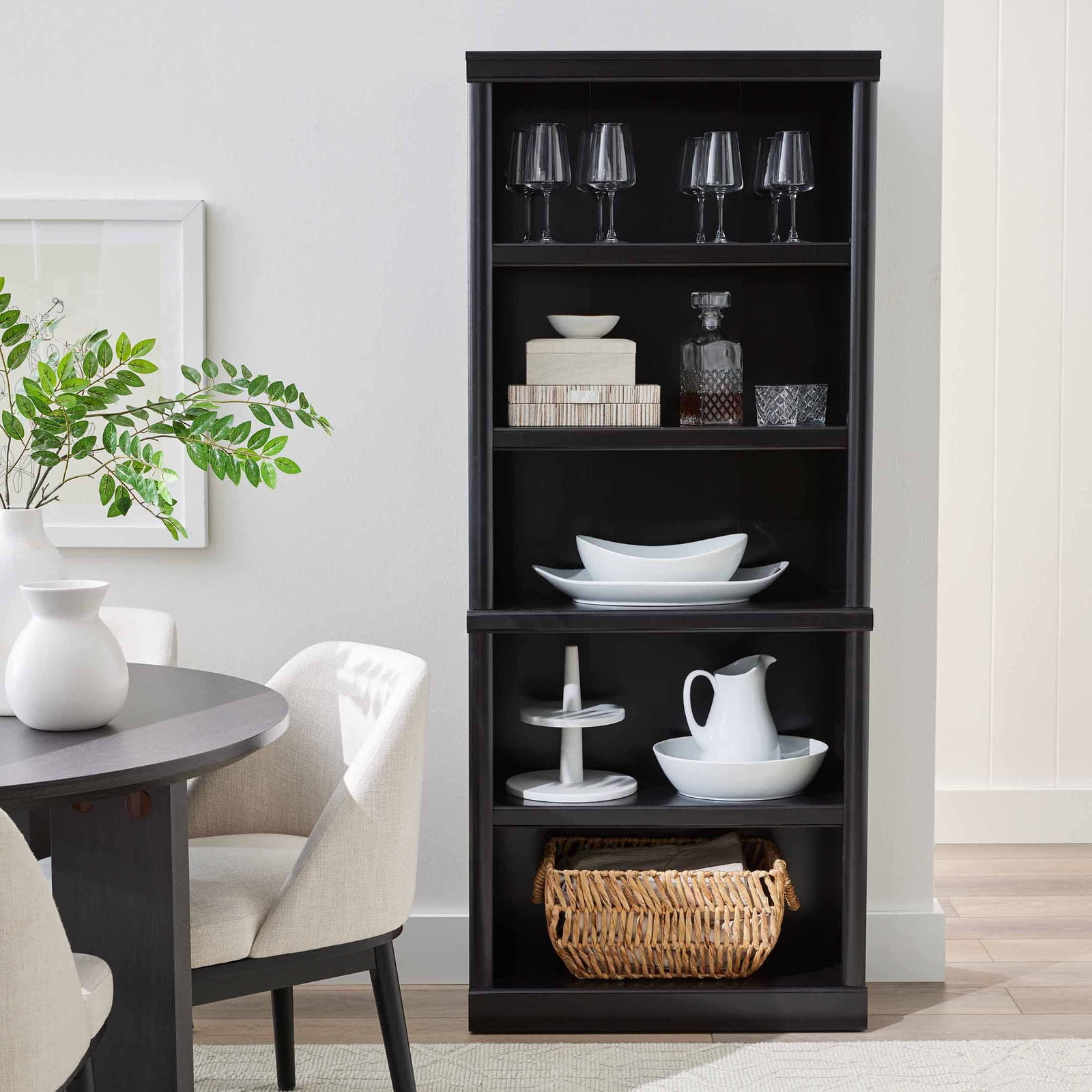 71" Ashwood Road 5 Shelf Bookcase, Black Finish