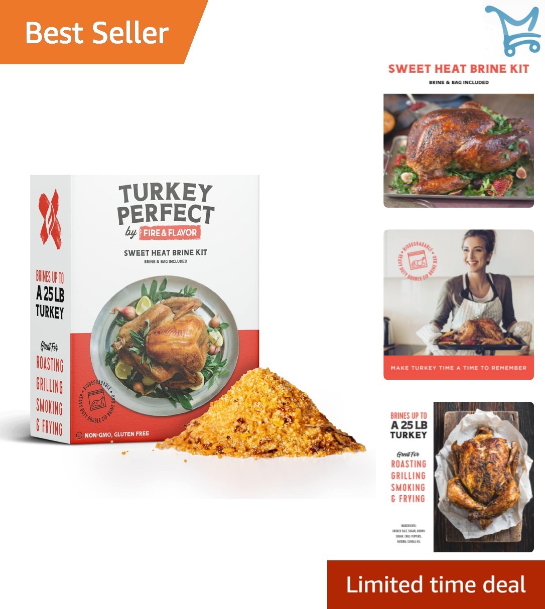Sweet Heat Turkey Brine Kit for Roasting Grilling Smoking Frying Moist Flavor