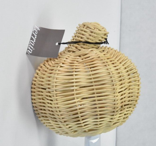 Terrain Wicker Pumpkin Small Neutral Color Decoration Handcrafted Woven Rattan