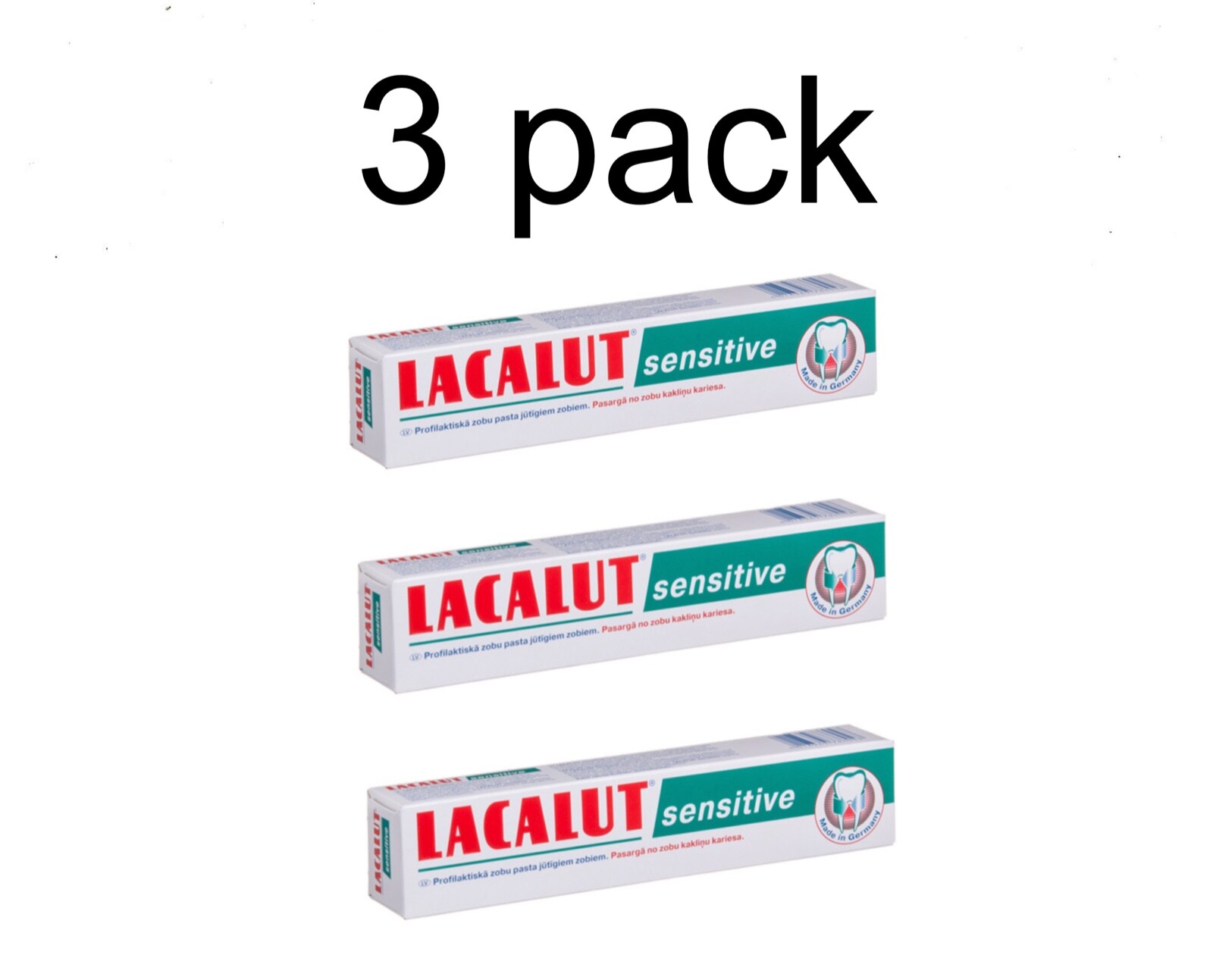 3 x LACALUT SENSITIVE toothpaste 75ml/2.5 oz