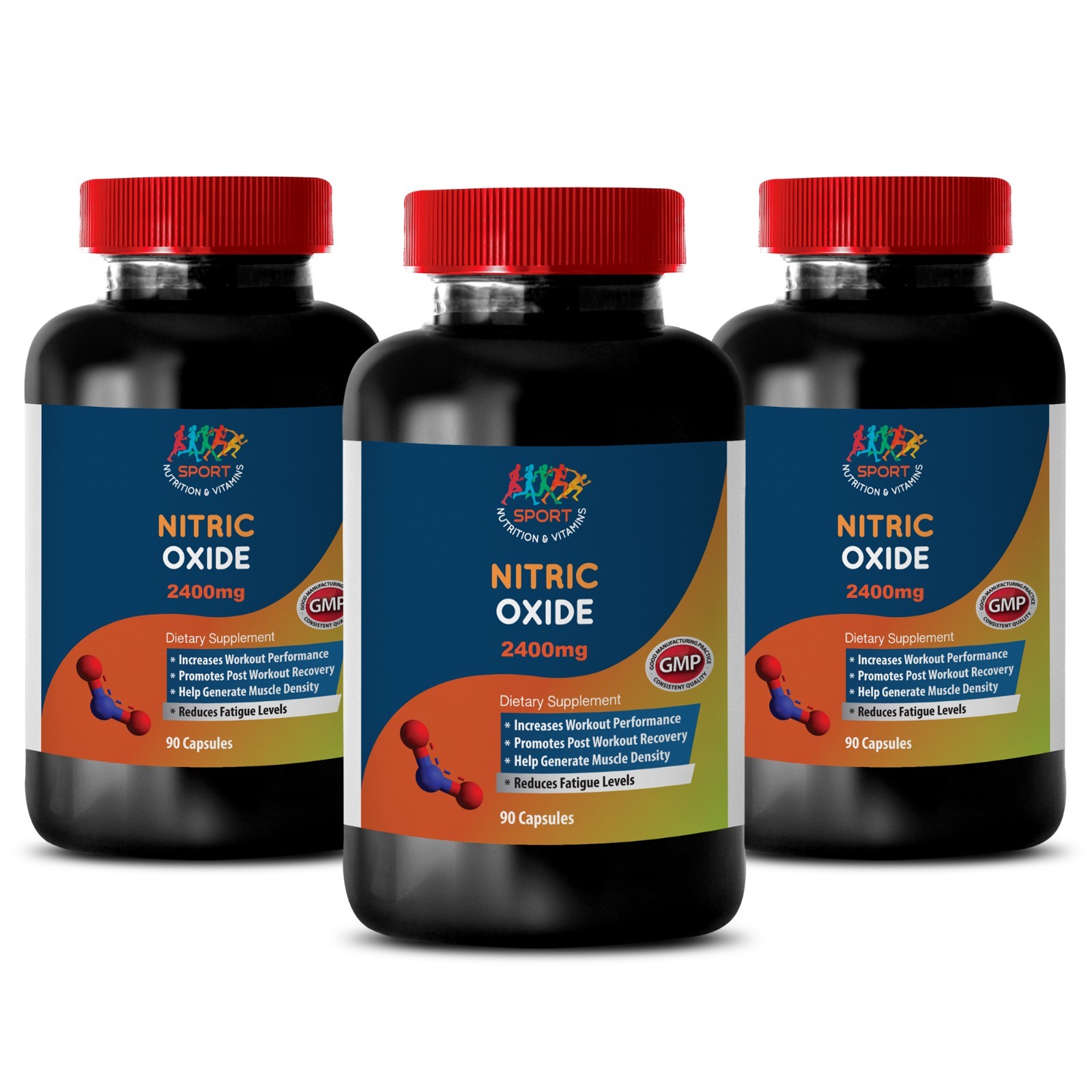 pre workout supplement - Nitric Oxide 2400mg 3 Bottles - arginine amino acids