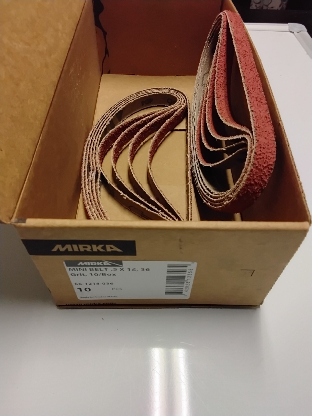Mirka Abrasives 66-1218-036 - 1/2" x 18" 36 Grit Ceramic Mini File Belts 10 Belt