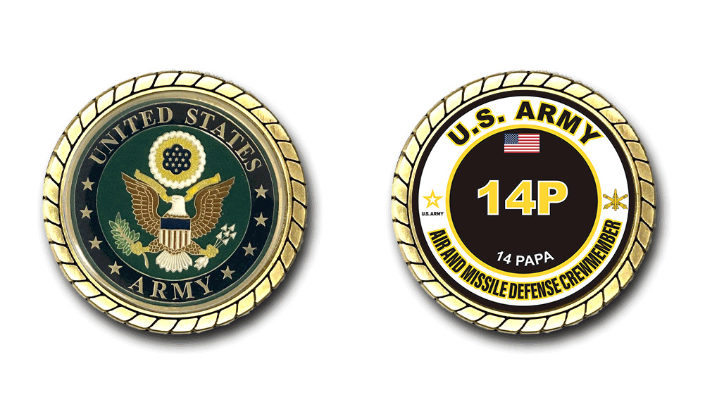 US Army 14P Air and Missile Defense Crewmember MOS Challenge Coin