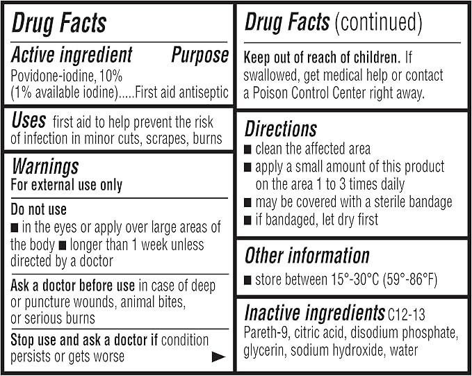 Amazon Basics First Aid Povidone Iodine Solution 4oz - 1 Pack