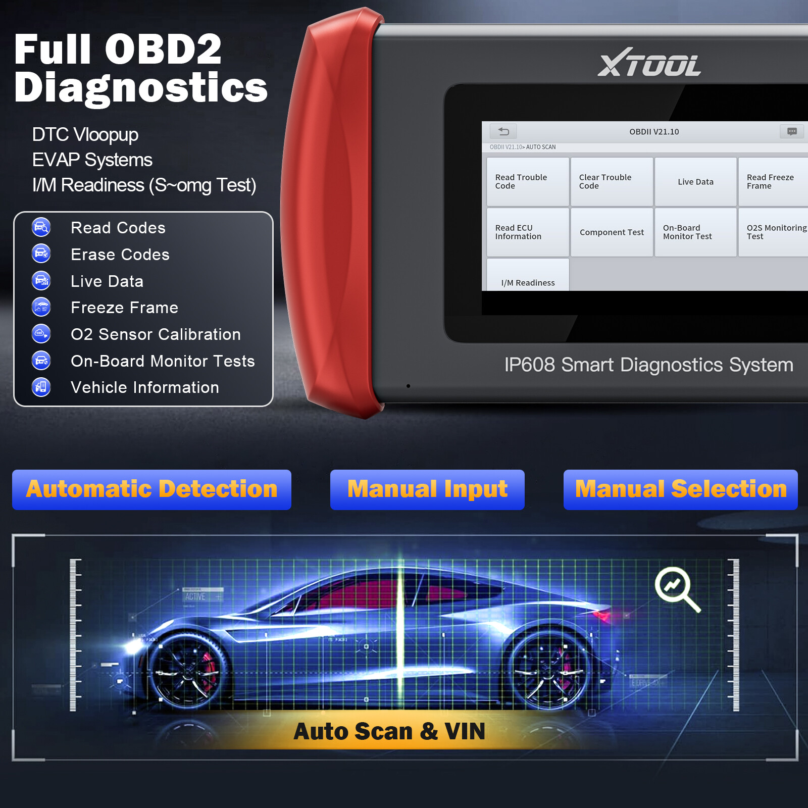 XTOOL IP608 Scan Tool Full System Diagnostic 30+ Service Coder Reader Scanner US