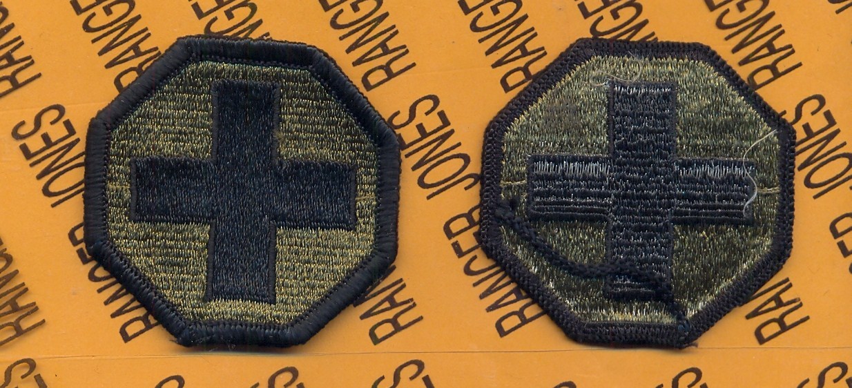 US Army Medical Command Korea OD Green & Black BDU uniform patch