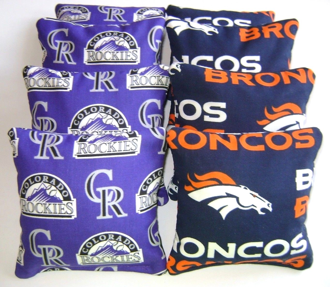 COLORADO ROCKIES & DENVER BRONCOS CORNHOLE BEAN BAGS 8 TOP QUALITY TOSS GAME