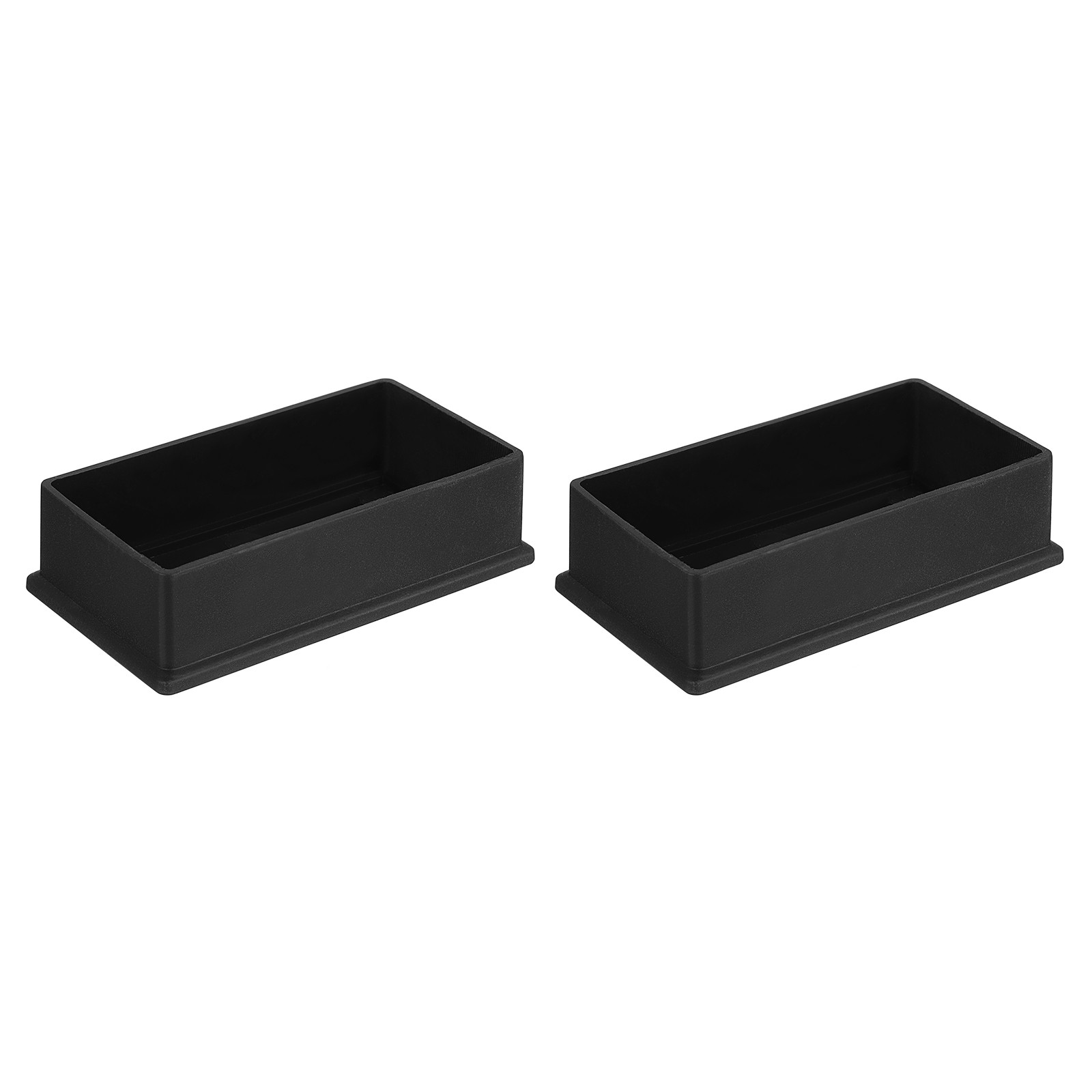 2Pcs PVC Square Chair Leg Caps, 100mm x 50mm OD Black Furniture Feet Pads