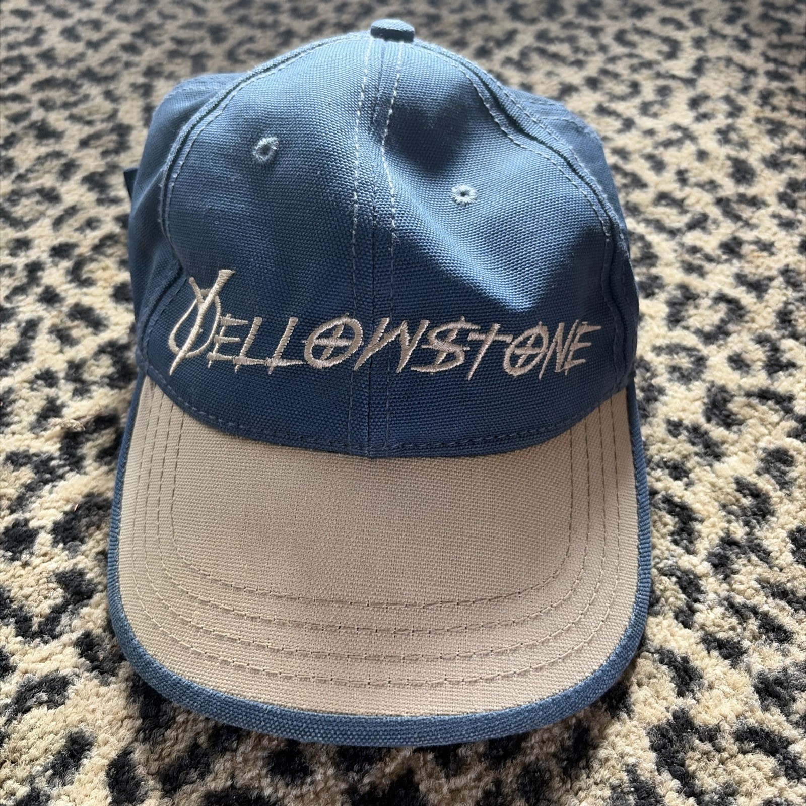 YELLOWSTONE BLUE/Tan HAT CAP Adjustable Old Faithful Snap Souvenir Travel