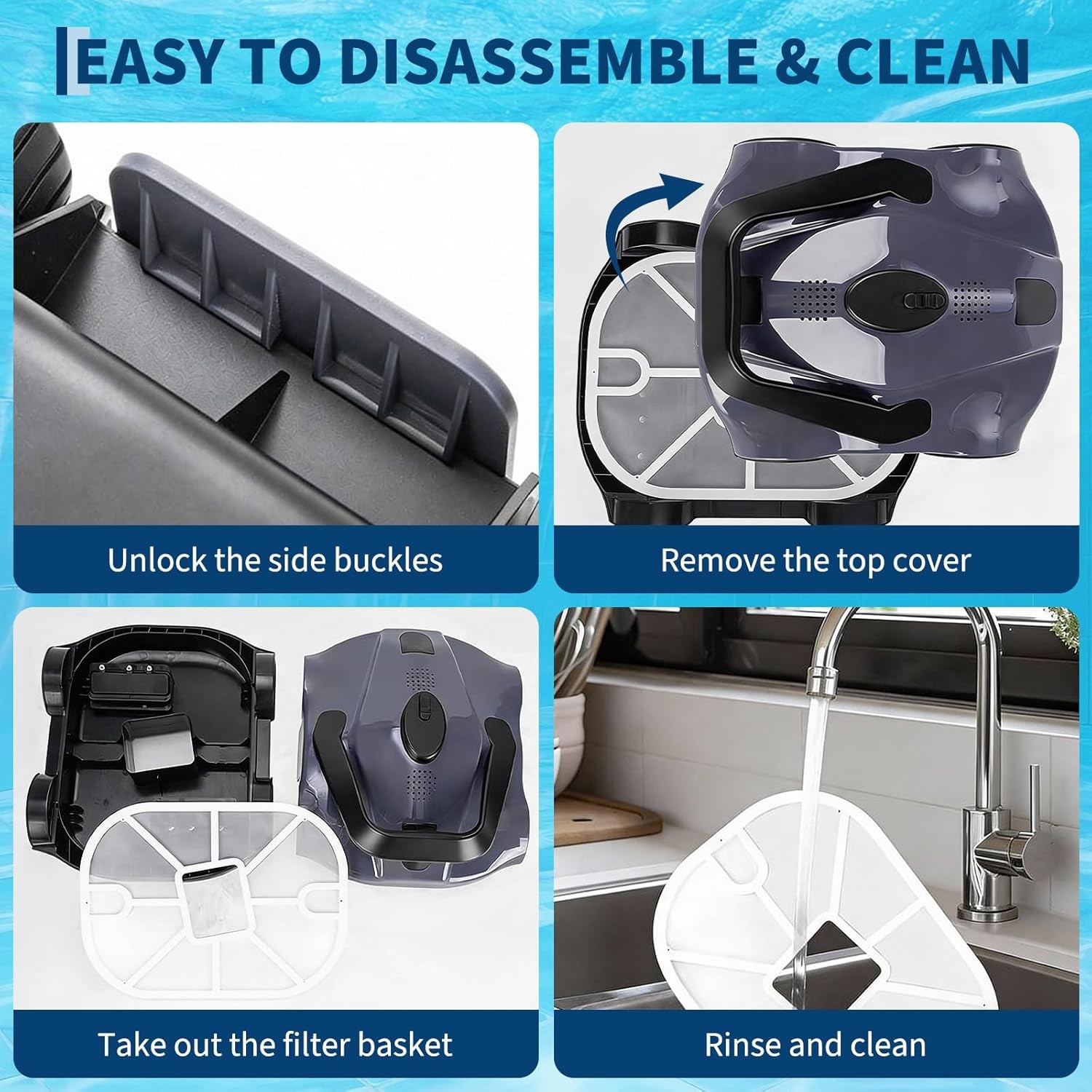 GRAVEE Cordless Robotic Pool Cleaner 130Mins Runtime Vacuum Inground Pools