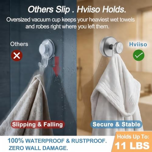Vacuum Suction Cup Hooks for Shower, Shower Hooks for 2 Pack Round Silver