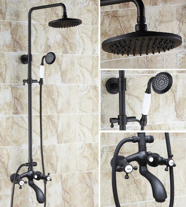 Oil Rubbed Brass 8 inch Bathroom Rainfall Shower Faucet Set Tub Mixer Tap 2hg116