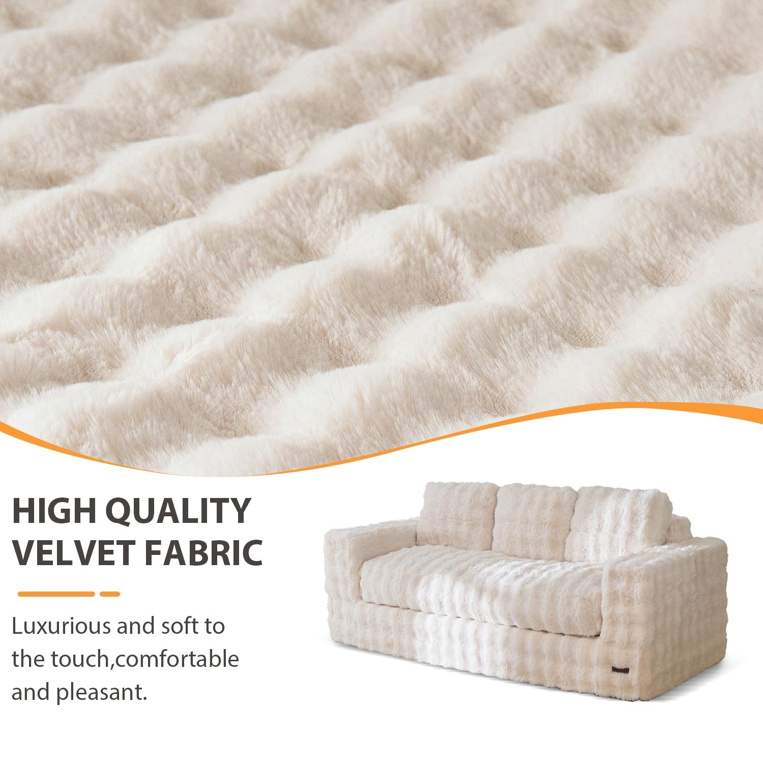 MAXYOYO 2/3 Seater Floor Sofa Bed,Bubbled Boneless Sofa with Pillows