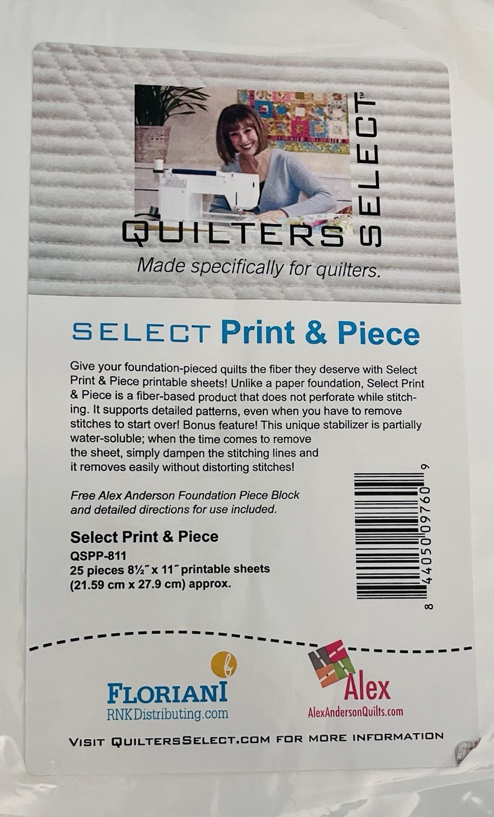 Quilters Select Print & Piece 8½" x 11" Sheets 25 by Alex Anderson & Bonus Block