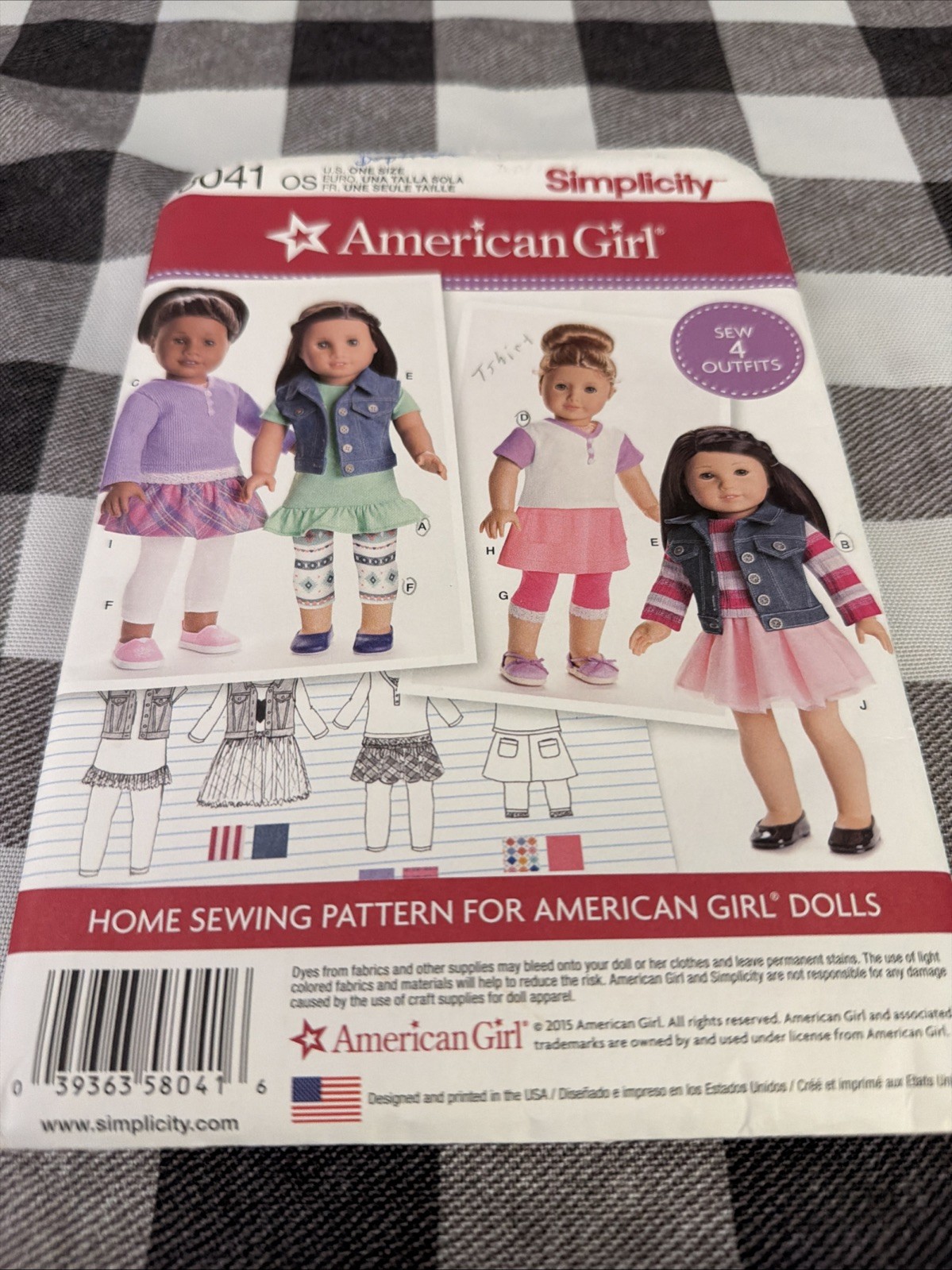 Simplicity 8041 OS American Girl 18" Doll Clothes Sewing Pattern Cut