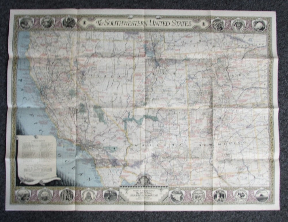 NATIONAL GEOGRAPHIC MAP SOUTHWESTERN UNITED STATES 1940