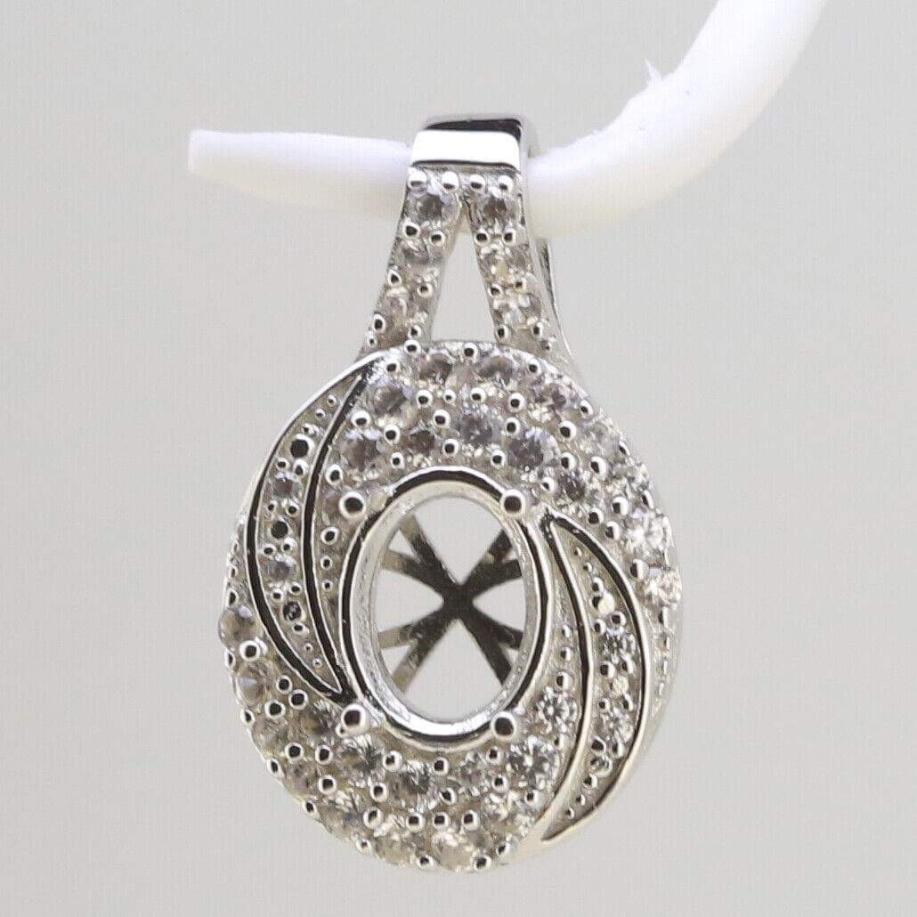 Sterling Silver Semi Mount Pendants Setting Oval OV 8x6mm