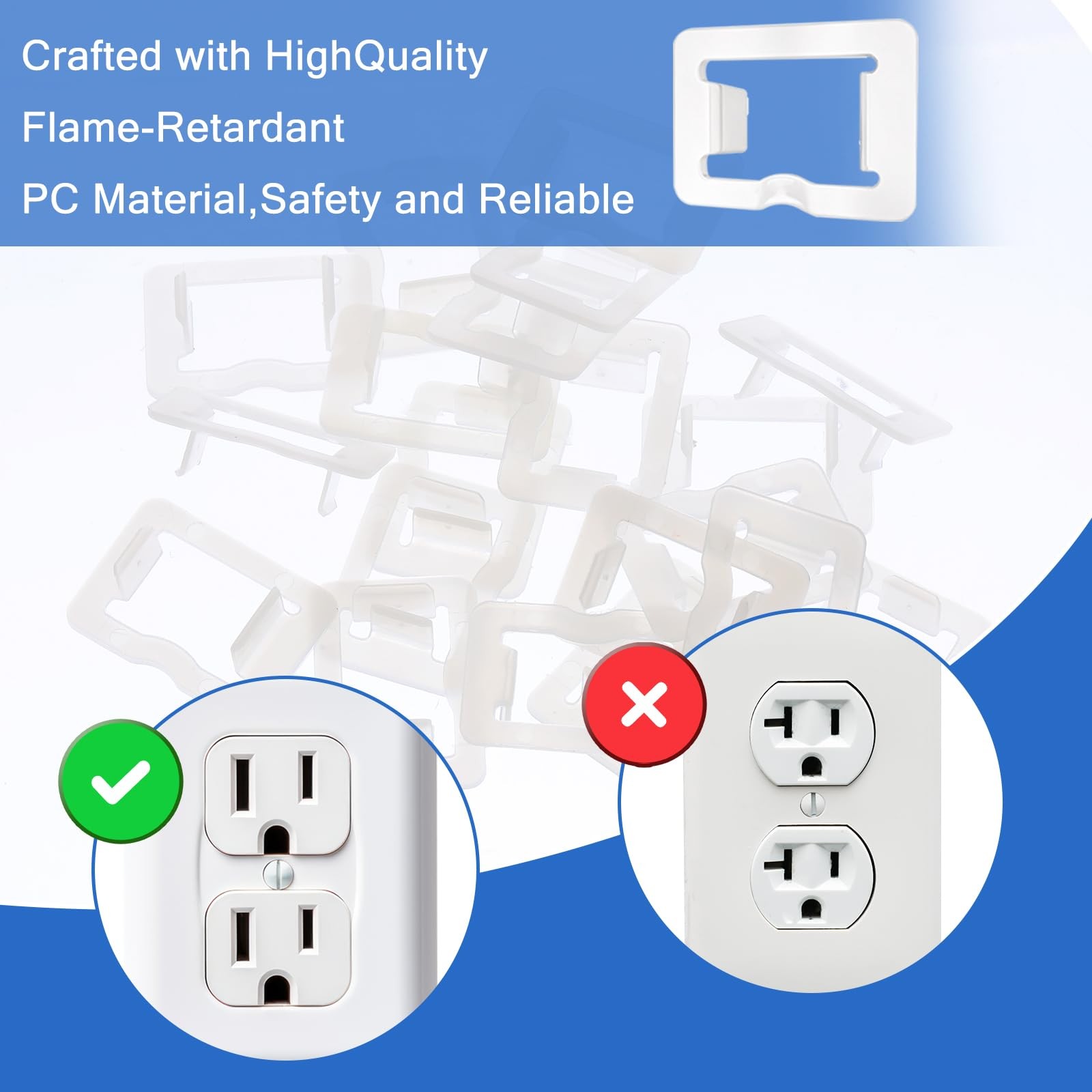 20 Pcs 2 Prong Loose Outlet Plug Fix, Plastic Socket Outlet Tightener Insert ...