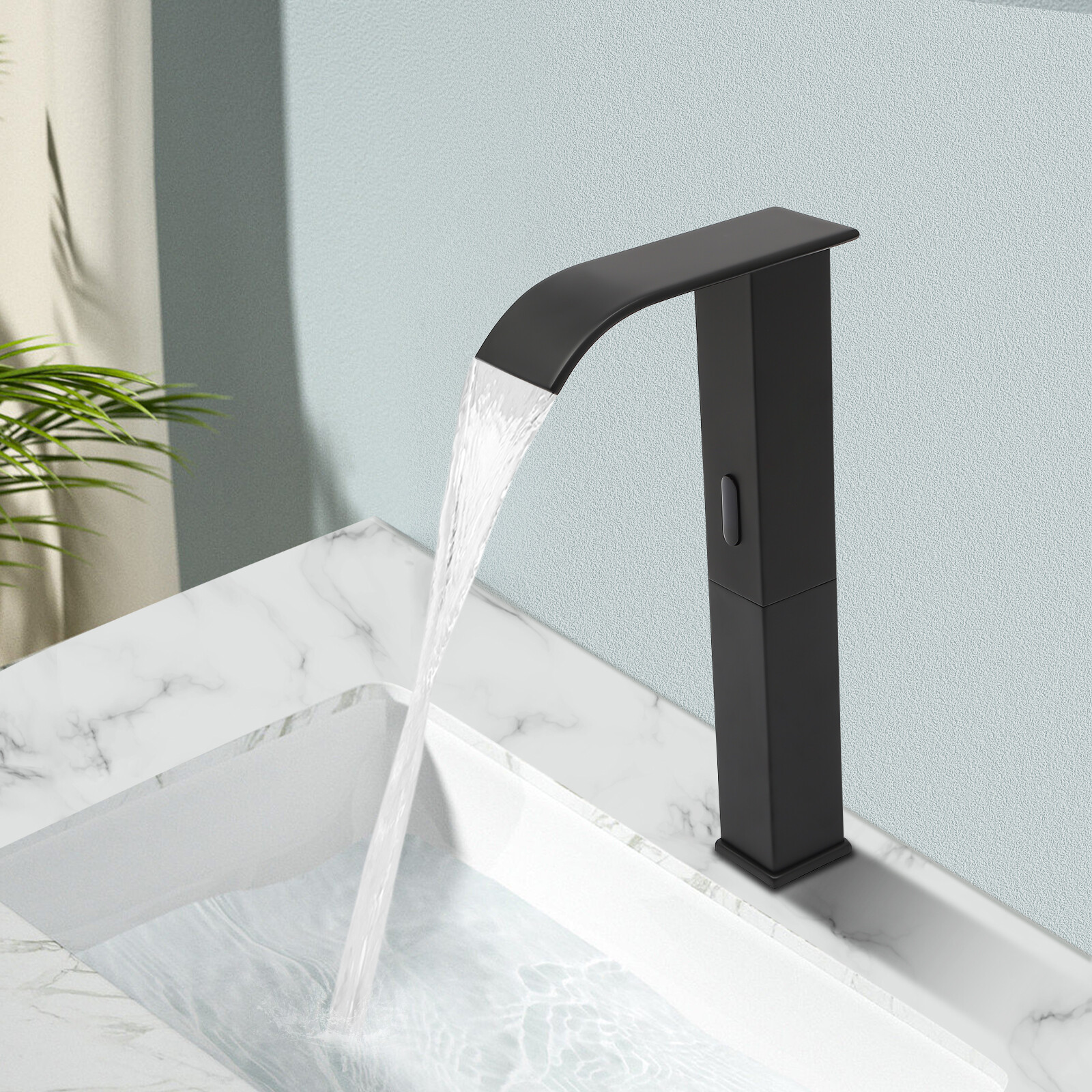 Modern Kitchen Automatic Sensor Faucet Black With Temperature-regulating Valve