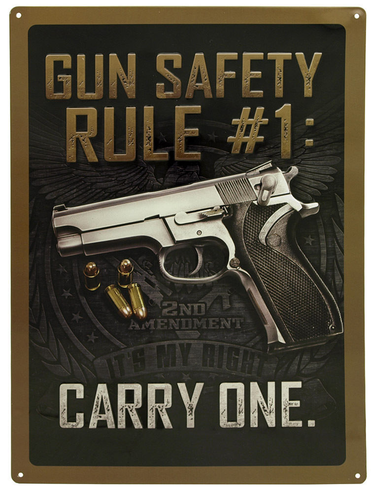 GUN SAFTEY RULE ONE "CARRY ONE" NOVELTY Man Cave Hunting Metal Wall Sign 12"X17"