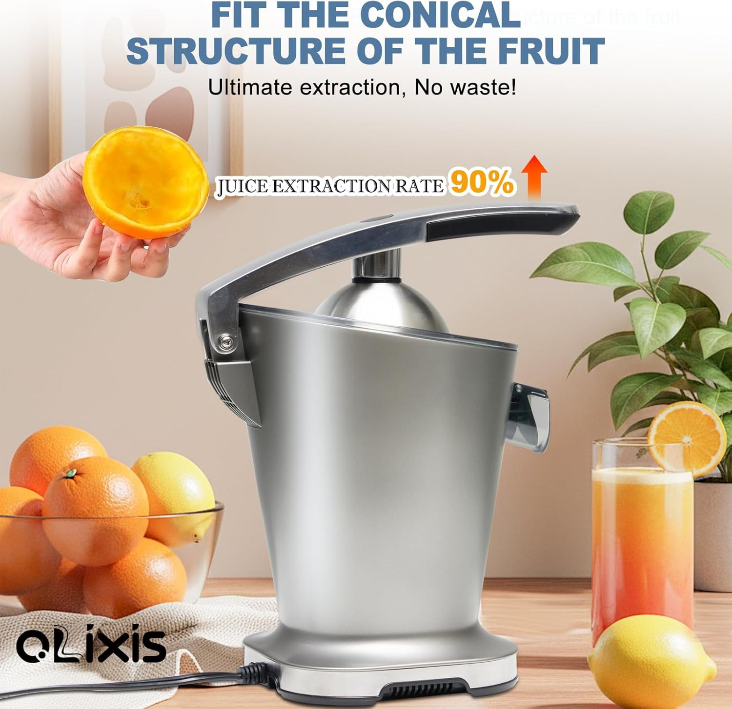 Electric Citrus Juicer, Automatic Orange Juicer Machine & Lemon Squeezer with On