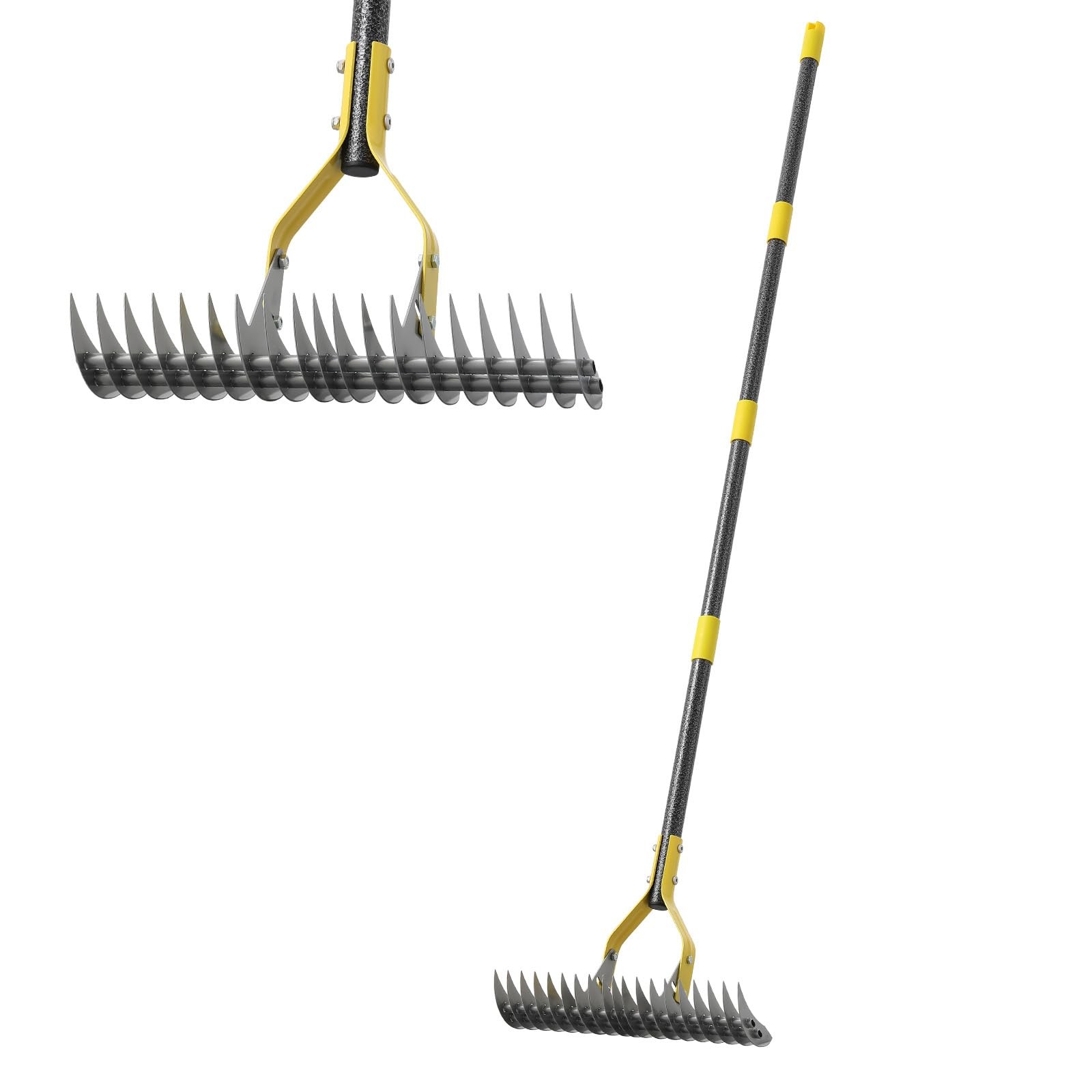 Thatch Rake,Cold-Pressed Steel Dethatcher Rake - 56 inch Adjustable Handle, E...