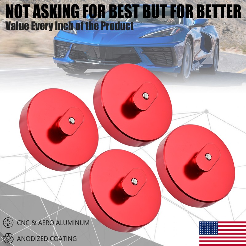 Fit for Corvette C5 C6 C7 C8 Jacking Pads Pucks Leave Lift CNC Aluminum Red USA