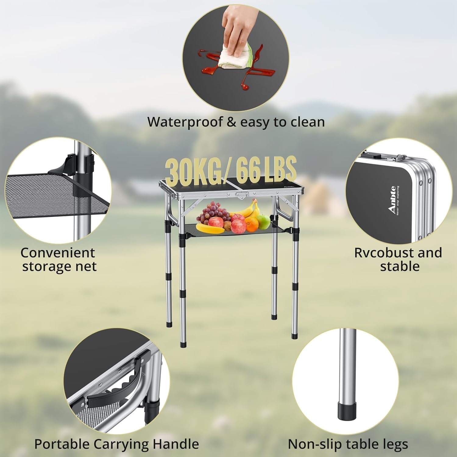 Waterproof Adjustable Folding Table - Easy Setup for All Your Outdoor Adventures
