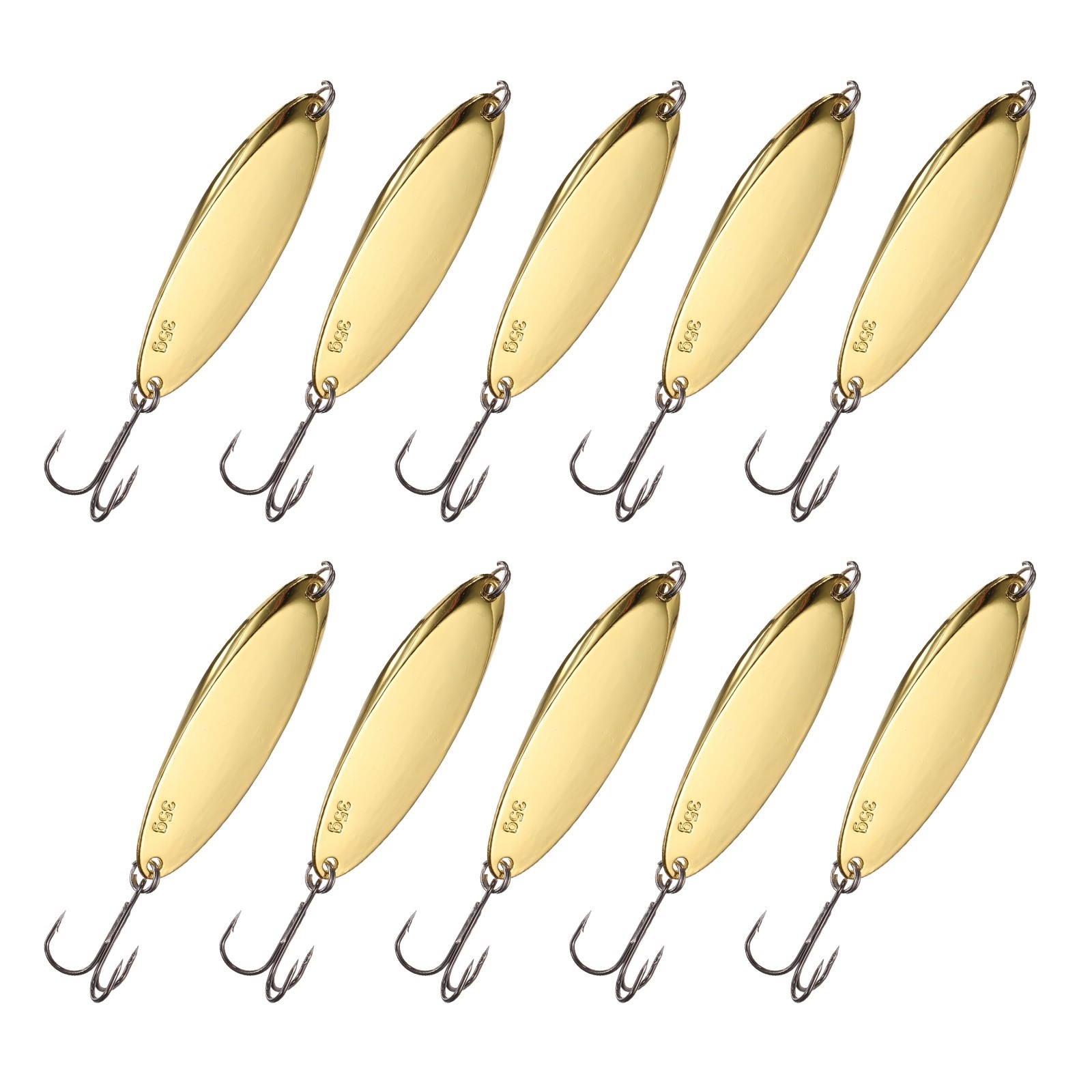 Fishing Spoons Lures, Metal Treble Trout Lures for Casting 10 Pcs 1 1/4oz Gold