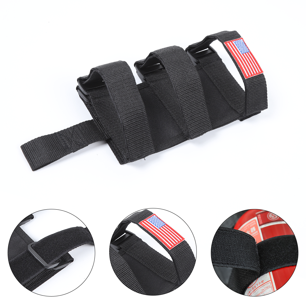 Black Roll Bar Fire Extinguisher Holder Adjust Bracket Mount for Jeep Wrangler