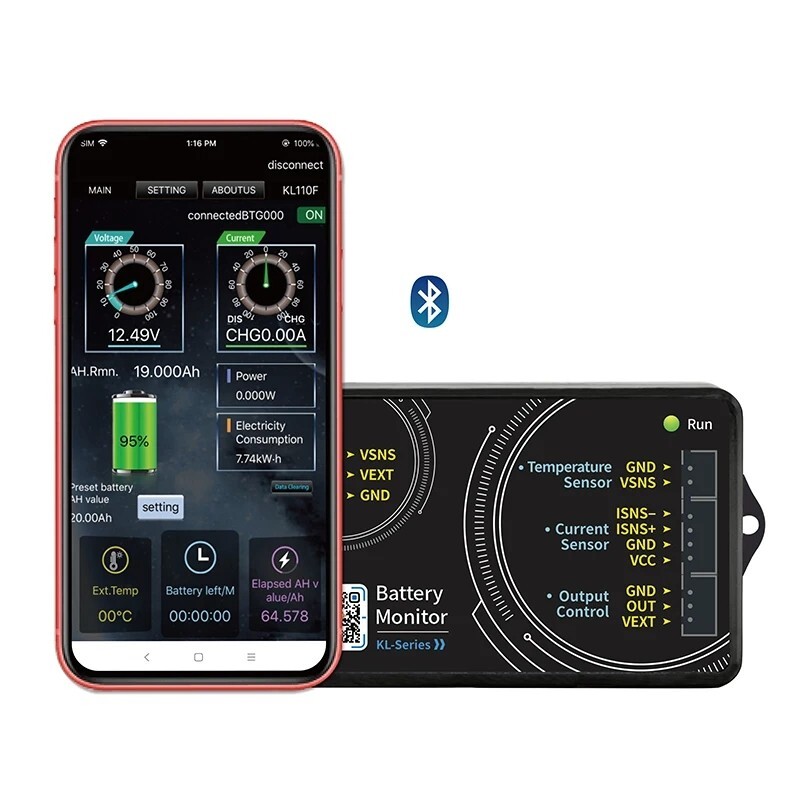 KL160F High-precision Bluetooth Coulomb Counter Phosphate Capacity Detector
