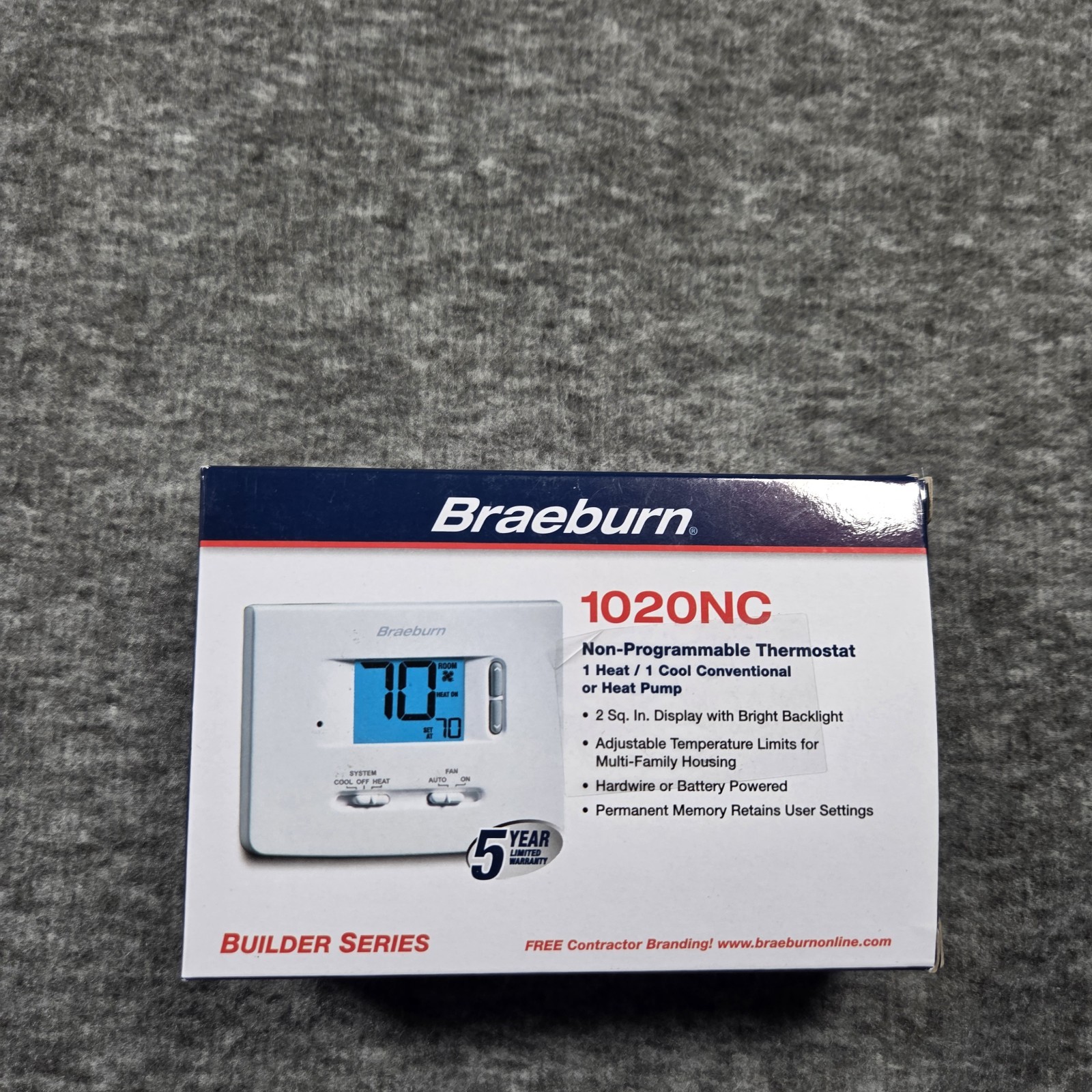 Non-Programmable 1H / 1C-Braeburn 1020NC Digital Non-Programmable Thermostat