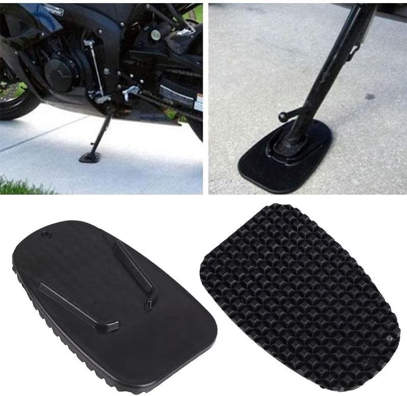 2Pcs Black Motorcycle Side Kickstand Non-Slip Plate Base Parking Stand Support