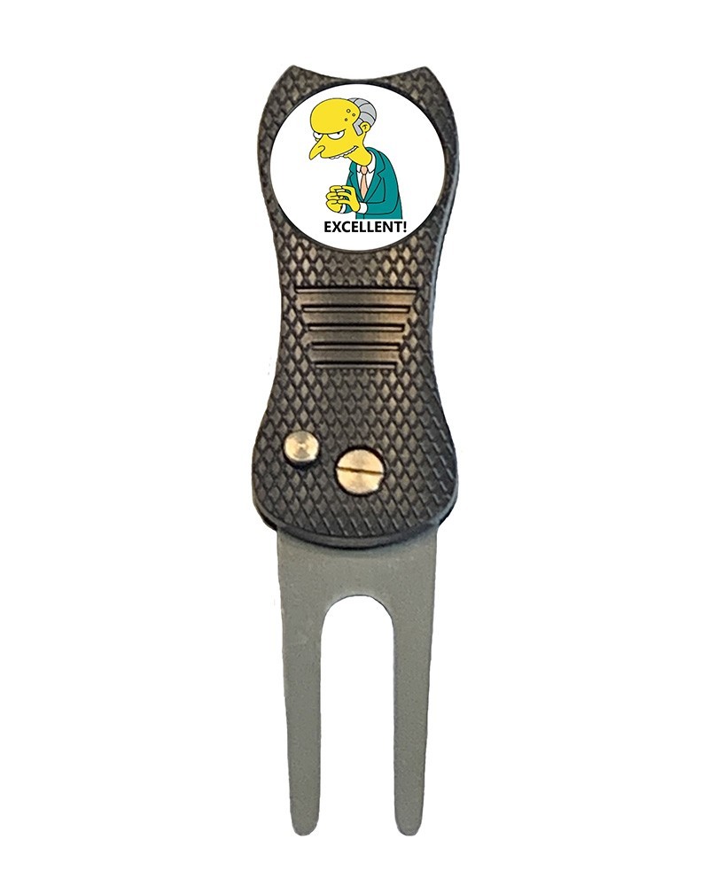Mr. Burns Excellent! Simpsons Golf Ball Marker +Switchblade Divot Tool