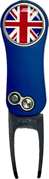 Pitchfix Hybrid 2.0 Blue Golf Divot Tool w/ Great Britain Ball Marker