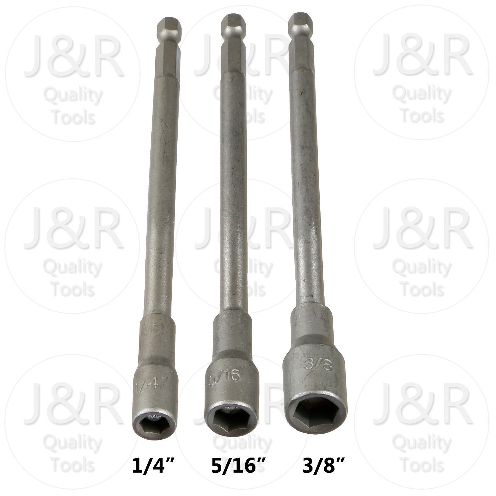 MAGNETIC NUT DRIVERS 3 PC. 1/4,5/16,3/8" x 6" INCH LONG SETTERS QUICK CHANGE
