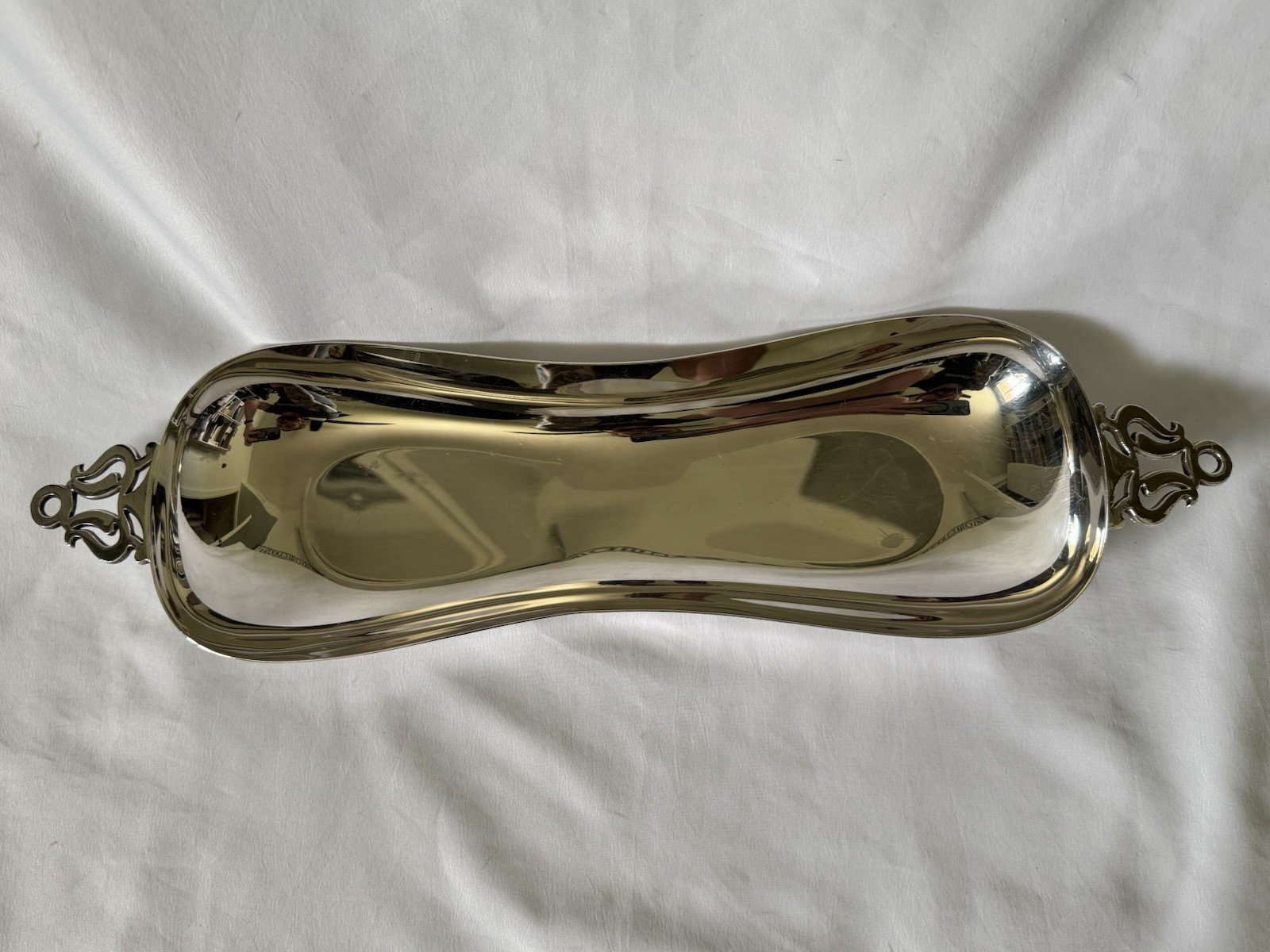 Sheffield Silverplate Handled Bread Tray Serving Dish 17” x 4”