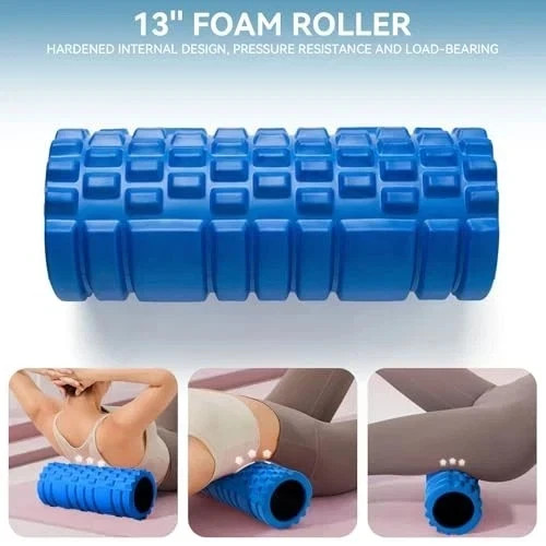 5 in 1 Foam Roller Set for Deep Tissue Muscle Massage, High Density Deep Blue