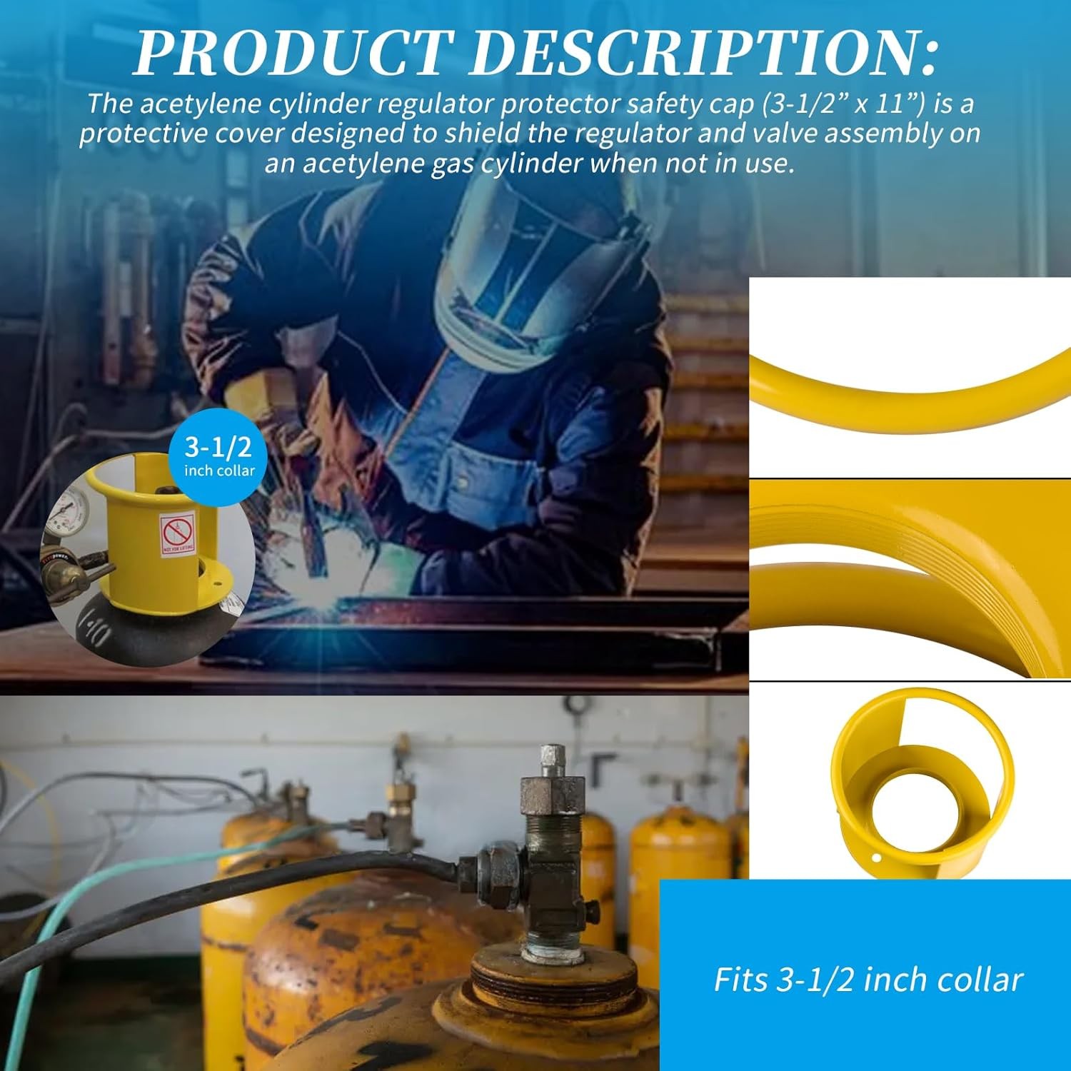 Acetylene Cylinder Regulator Protector Safety 3-1/2x11 Acetylene Tank Safety Cap