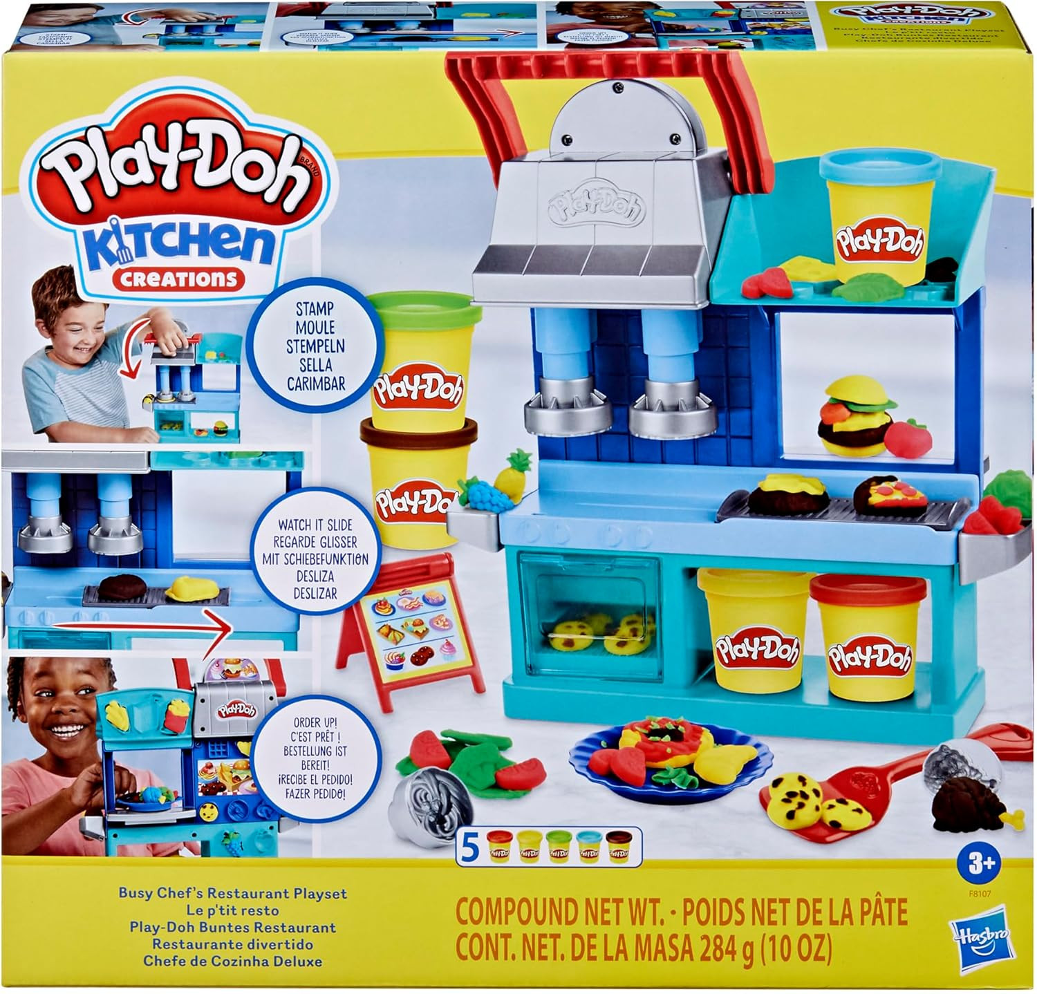 Play-Doh Kitchen Creations Busy Chef'S Restaurant Playset, 2-Sided Play Kitchen