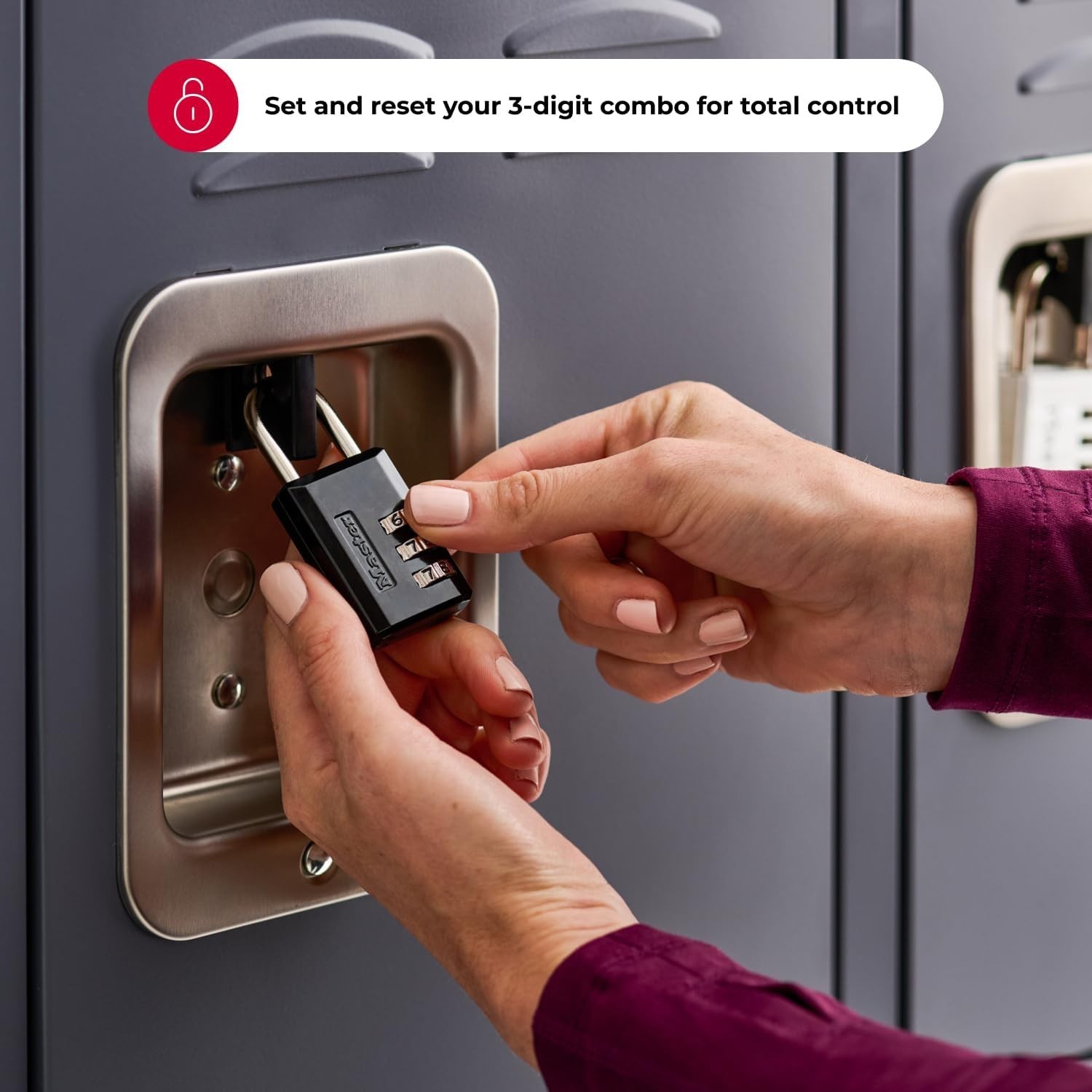 Black Combination Padlock, Indoor Gym Locker Lock with Customizable 3-Digit Code