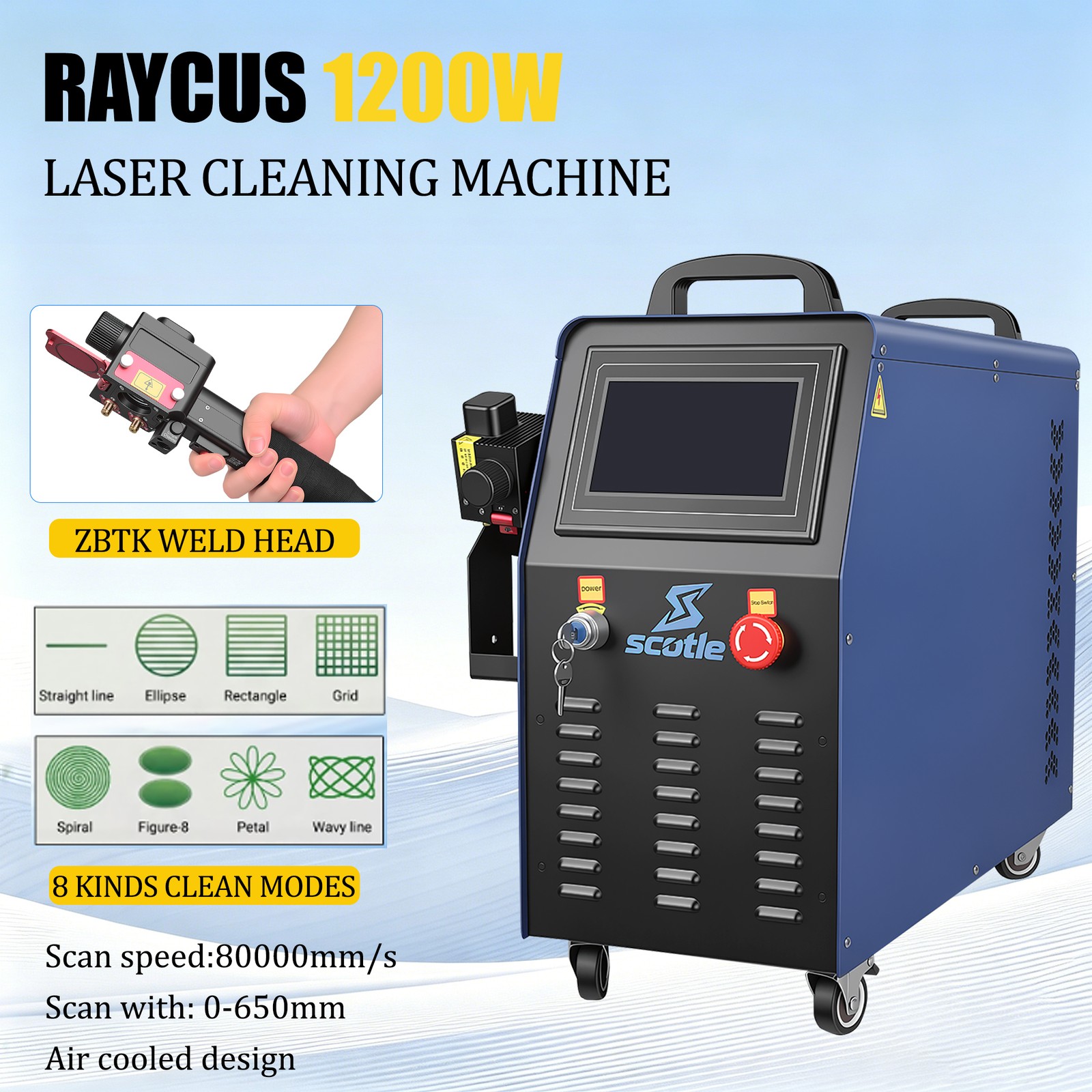 1200W Raycus Laser Cleaning Machine -Rust Paint Oxide Remover double pendulum US